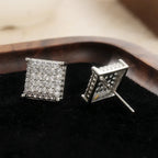 Fashion Women Men Stud Earrings Classic Square Shaped Ear Stud Piercing Sparkling Cubic Zircon Temperament Jewelry