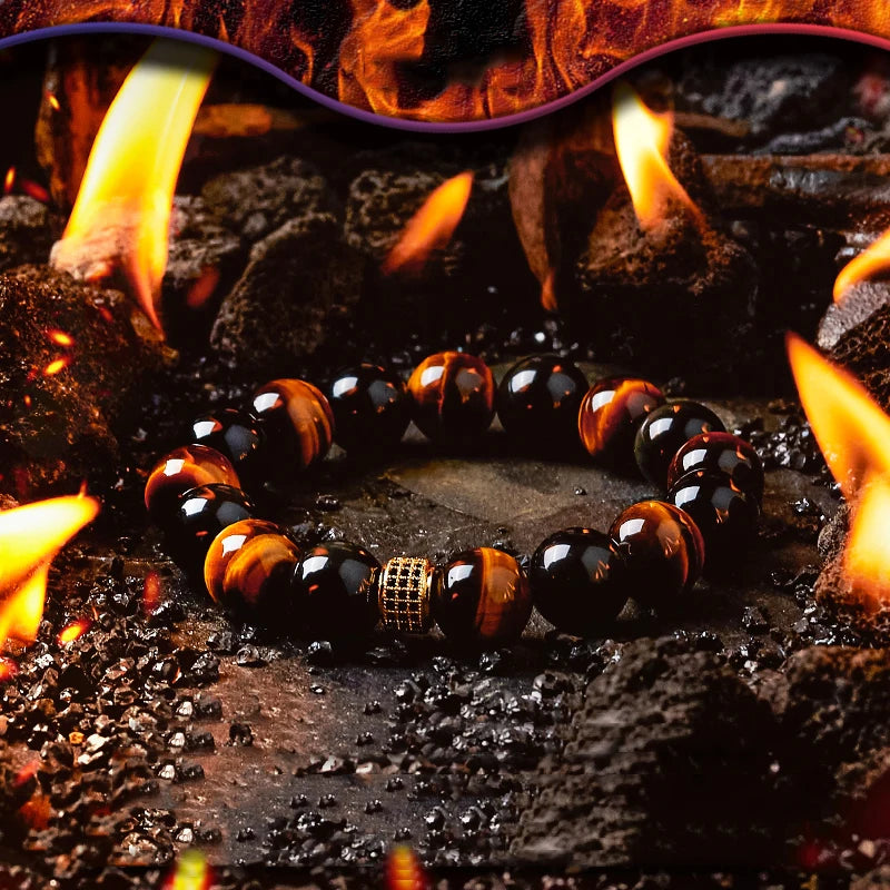 Block Volcanic Lava Stone Bracelet Men Black Classic Matte Obisidian Labradorite Bead Jewelry Women Birthday Gift for