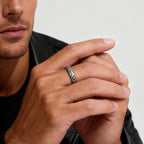 Fashion Minimalist Irregular Concave Hammered Texture Stainless Steel Rings for Men Male, Punk Trendy Finger Jewelry