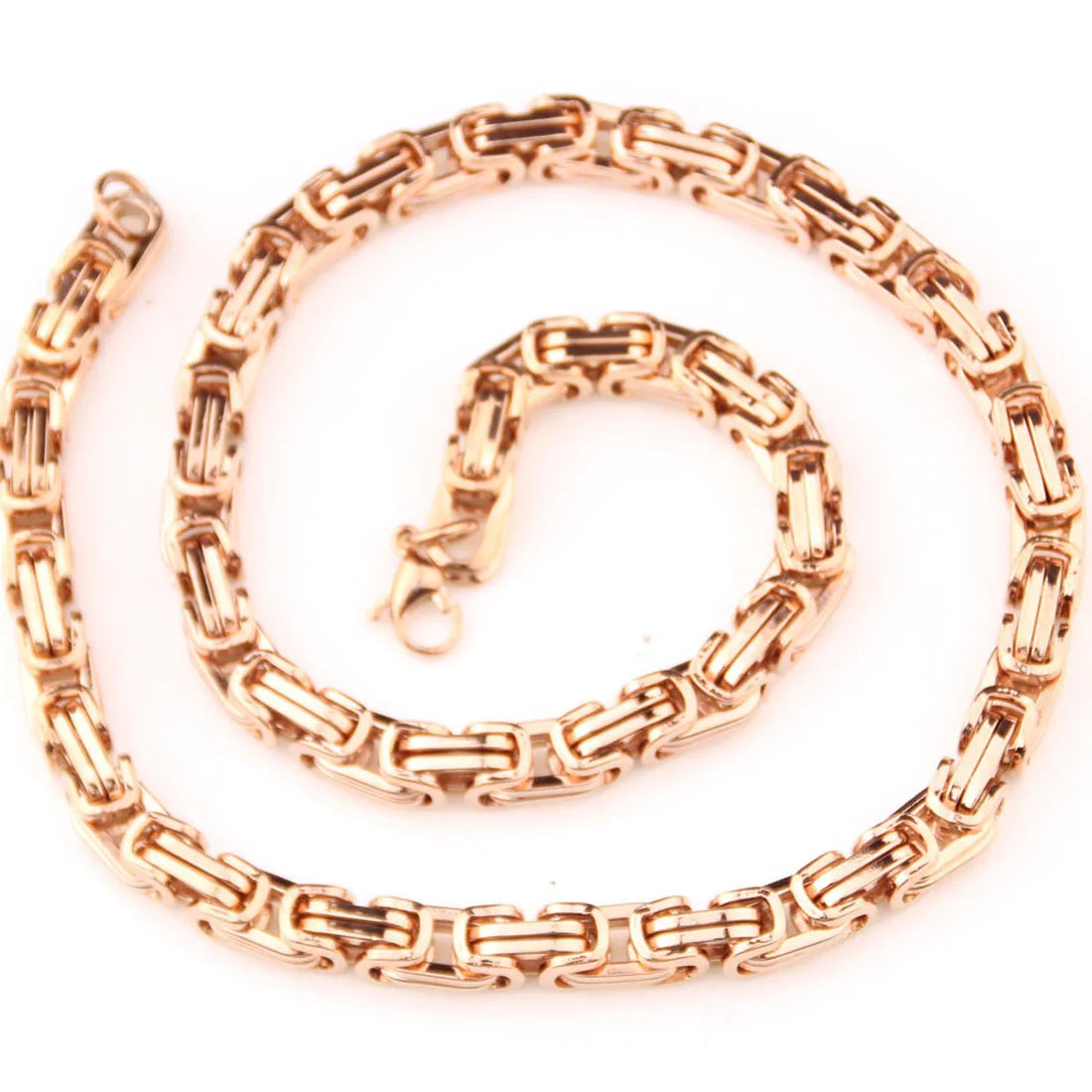 Byzantine Chain Necklace 8mm — Rose Gold