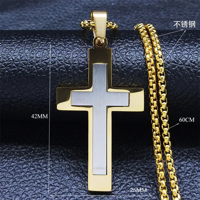 Cross Steel Pendant Minimalist Splice Style