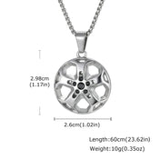 Iced Out Wheel Hub Zircon Pendant Necklace — Steel