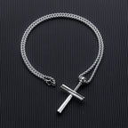 Cross Baseball Pendant Necklace Stainless Steel