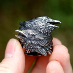 2023 NEW Men's 316L Stainless Steel Rings Nordic VIKING Odin Double Headed Bird Headed Animal Ring Amulet Jewelry Free