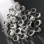 24 Pcs Gothic Skeleton Unisex Ring Set Punk Grunge Butterfly Frog Woman Man Jewelry Hip Hop Party Street Ring