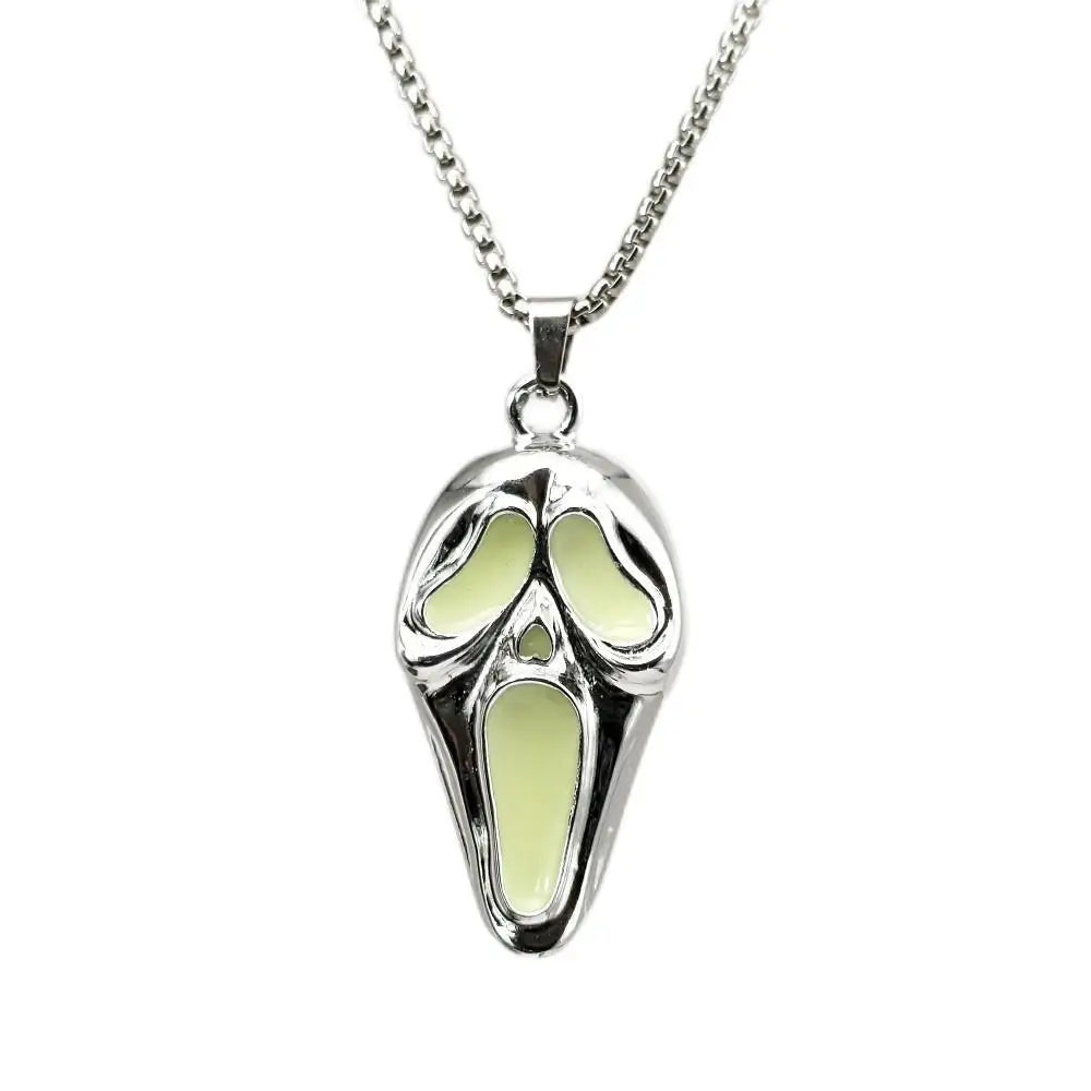 European and American street hip hop popular exaggerated skull luminous mask pendant, trendy man personality neckla