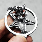 Gothic Baphomet Pentagram Pendant Men Necklace Stainless Steel Satanic Jewelry Heavy Metal Punk Chain Rock Punk for