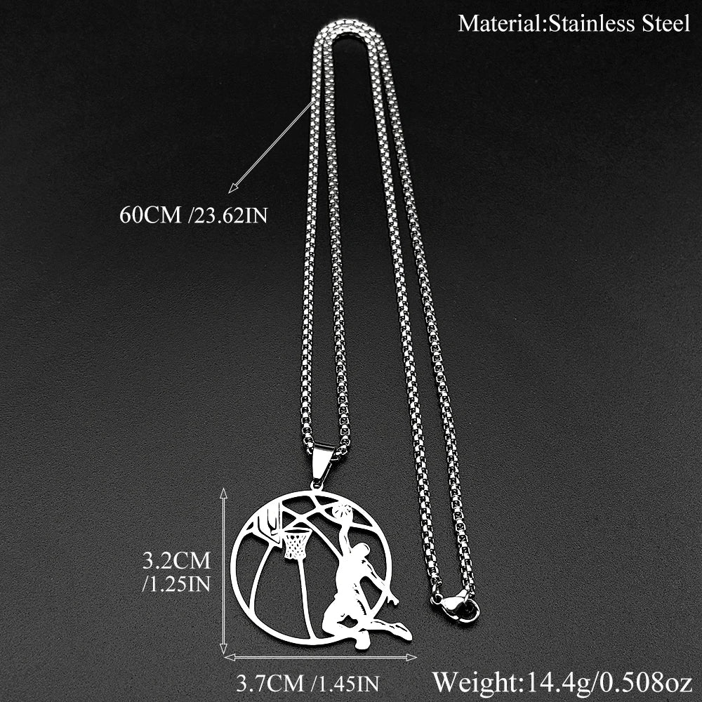 Basketball Stainless Steel Pendant Necklace