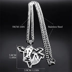 Cow Head Hollow Pendant — Silver Stainless