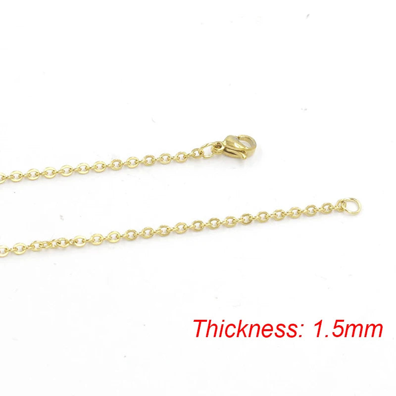 Fnixtar 10Pcs Chain Necklaces 40/45/50/55/60cm Stainless Steel Flat Cable Chain 1/1.5/2mm DIY Jewelry Accessories