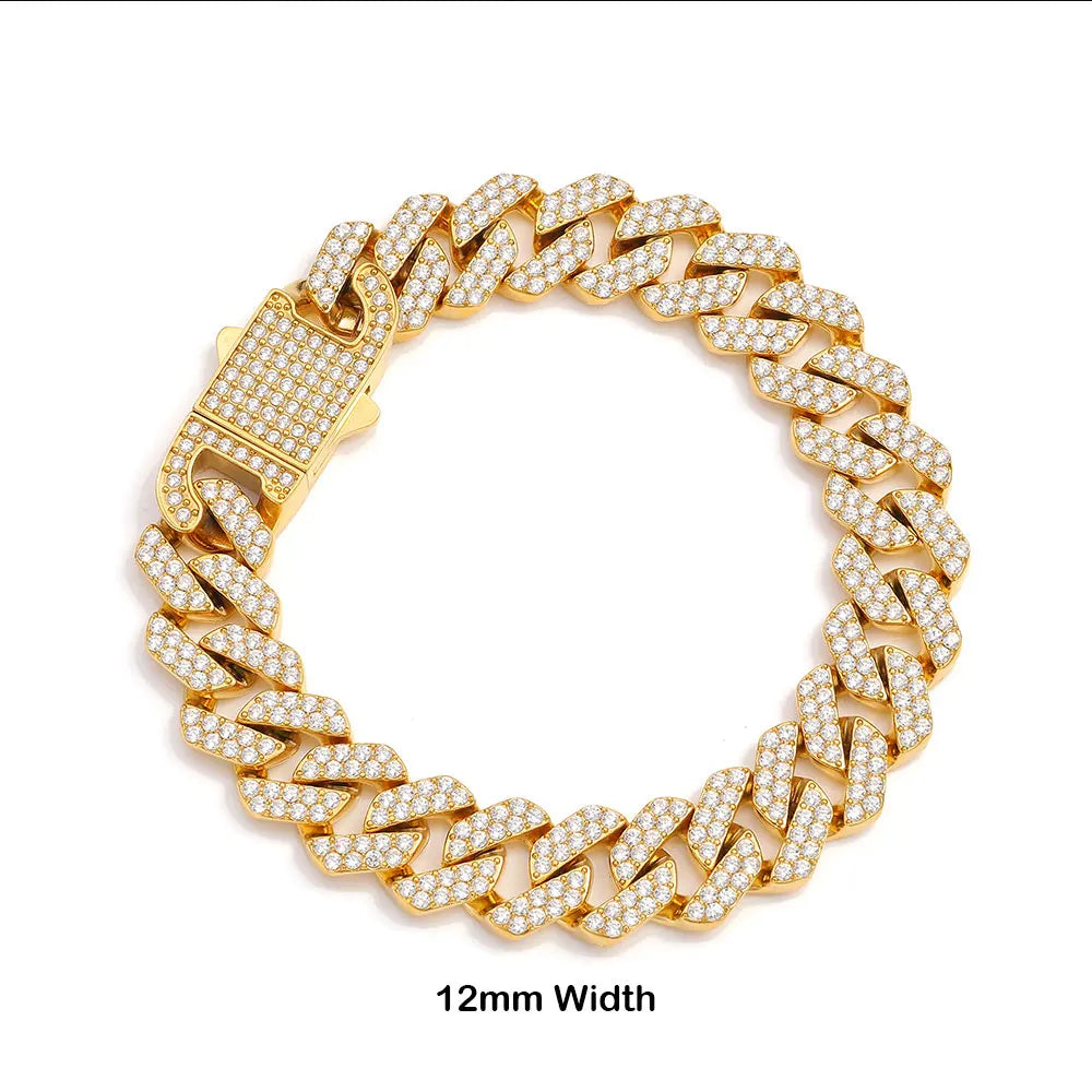 Iced Out Miami Cuban Chain Bracelet — Stainless Steel