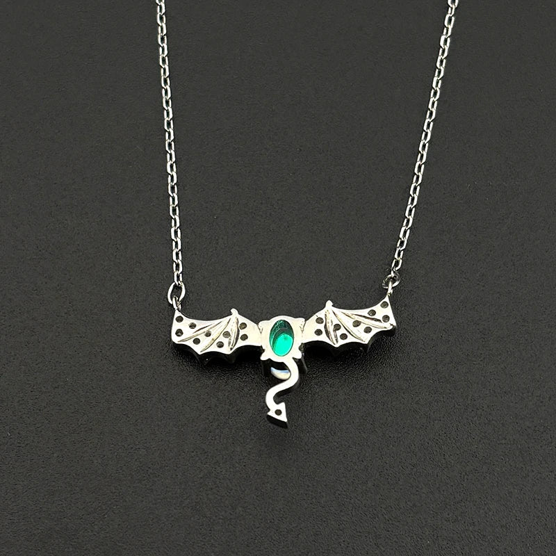 925 Silver Bat Zircon Pendant — Silver