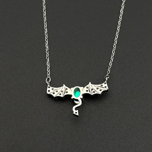 925 Silver Bat Zircon Pendant — Silver