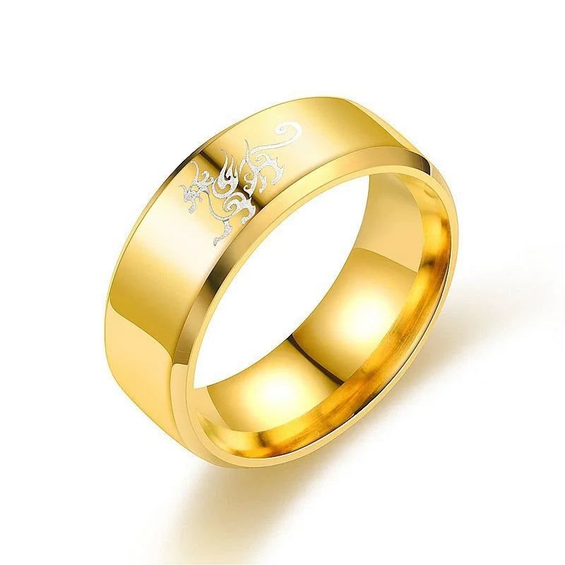 Fashion Simple Stainless Steel Retro Punk Male Jewelry Viking Ring Female Black Dragon Amulet Vintage Norse Rune Rings For Women