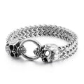 Double Skull Cuban Bracelet — Gothic