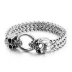 Double Skull Cuban Bracelet — Gothic