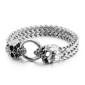 Double Skull Cuban Bracelet — Gothic