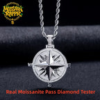 Iced Out Compass Pendant — 14K Gold