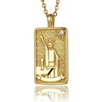 22 Style Classic Tarot Card Pendant Necklace Double Sided Zircon Tarot Necklace Major Arcana Empress Sun Star Sign