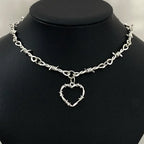 Barbed Wire Iron Heart Choker — Stainless Steel