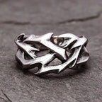 Simple Hollow Crown Of Thorns Stainless Steel Ring Gothic Punk Design Inspired Ring For Men Women Biker Fashion Jewelry