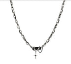 Silver Cross Pendant Chain Necklace Titanium Steel