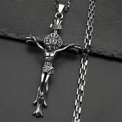 Big INRI Jesus Crucifix Cross Pendant Necklace — Stainless Steel
