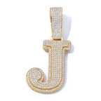 Gold Iced Out Letter Pendant Necklace Capital 18K