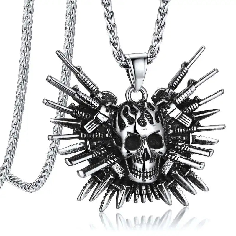 Skull Pendant Necklace — Stainless Steel Gothic