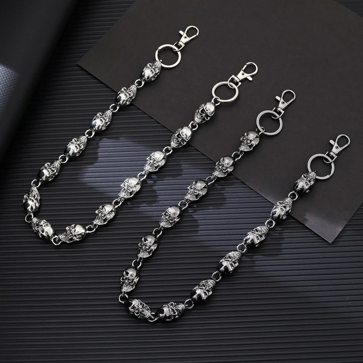 Skull Keychain Wallet Chain — Two-Tone Gothic Biker Pants Chain