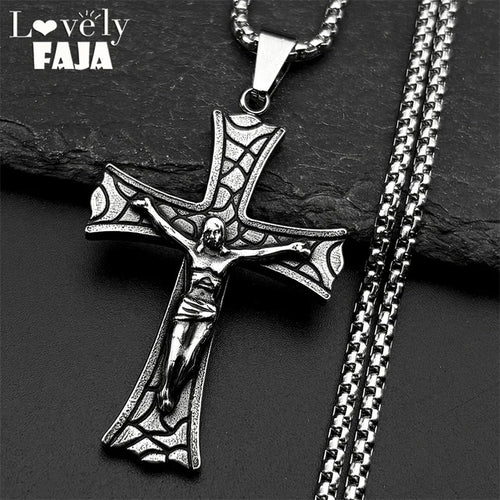 Cross Jesus Christ Silver Pendant Crucifix Religious