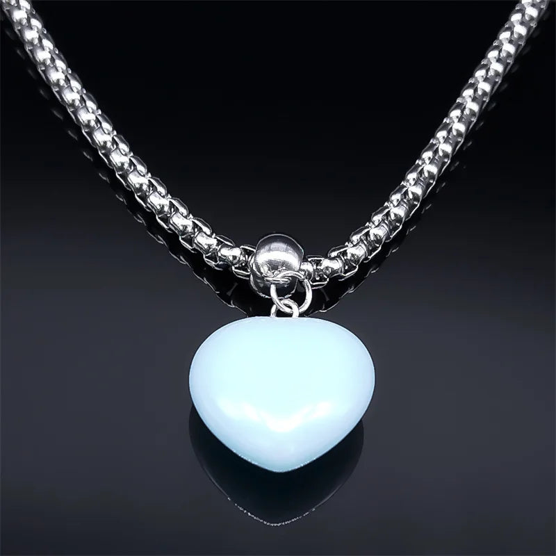 Luminous Heart Glow Dark Pendant — SS
