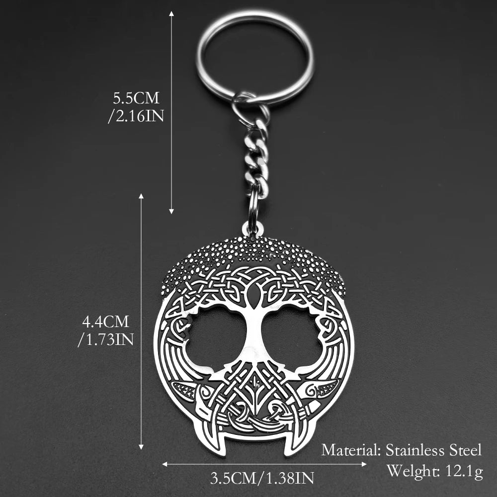 Tree Of Life Silver Ring Viking Knot Keychains
