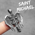 Archangel Pendant 316L Stainless Steel St.Michael Wings Necklaces Men Powerful Amulet Chain Punk Jewelry Best Gift Dropshipping