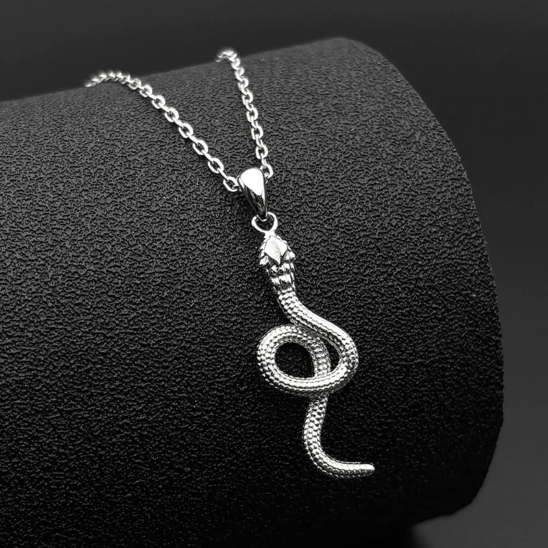 925 Silver Snake Pendant Necklace — Silver