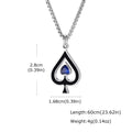 Ace of Spades Necklace for Men,Blue Stone Stainless Steel Spade A Pendant Necklace,Hip Hop Punk Rocker Jewelry Gift