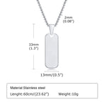 Rectangle Bar Box Chain Pendant — Stainless