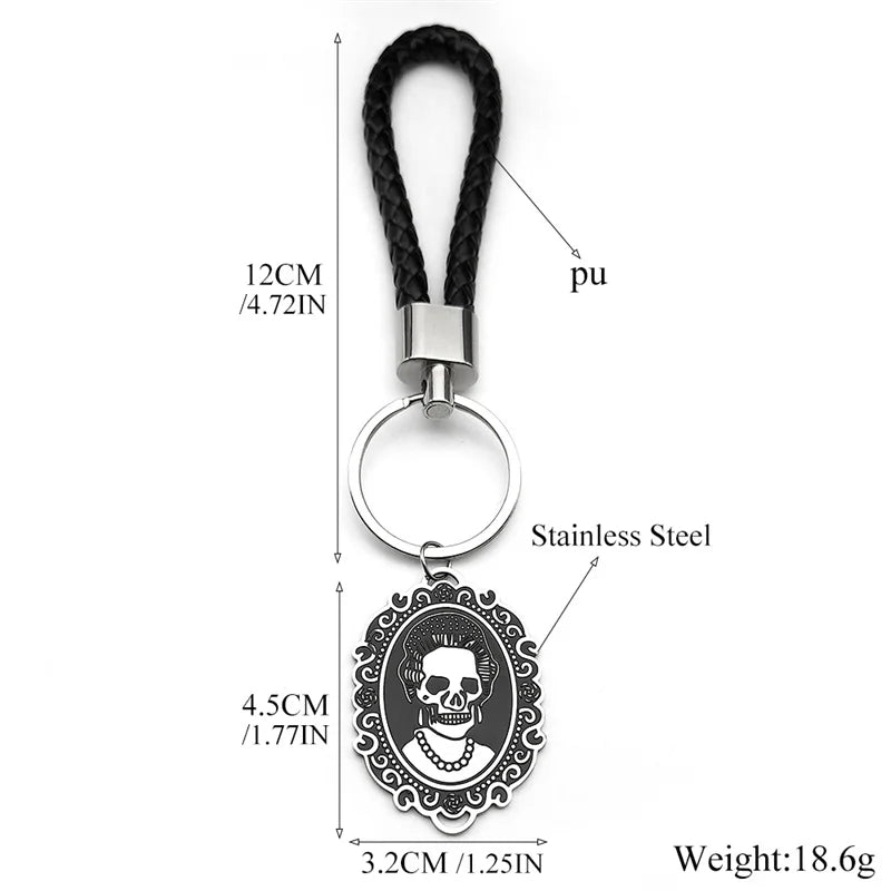 Skull Key Steel Pendant Gothic Skeleton Leahter