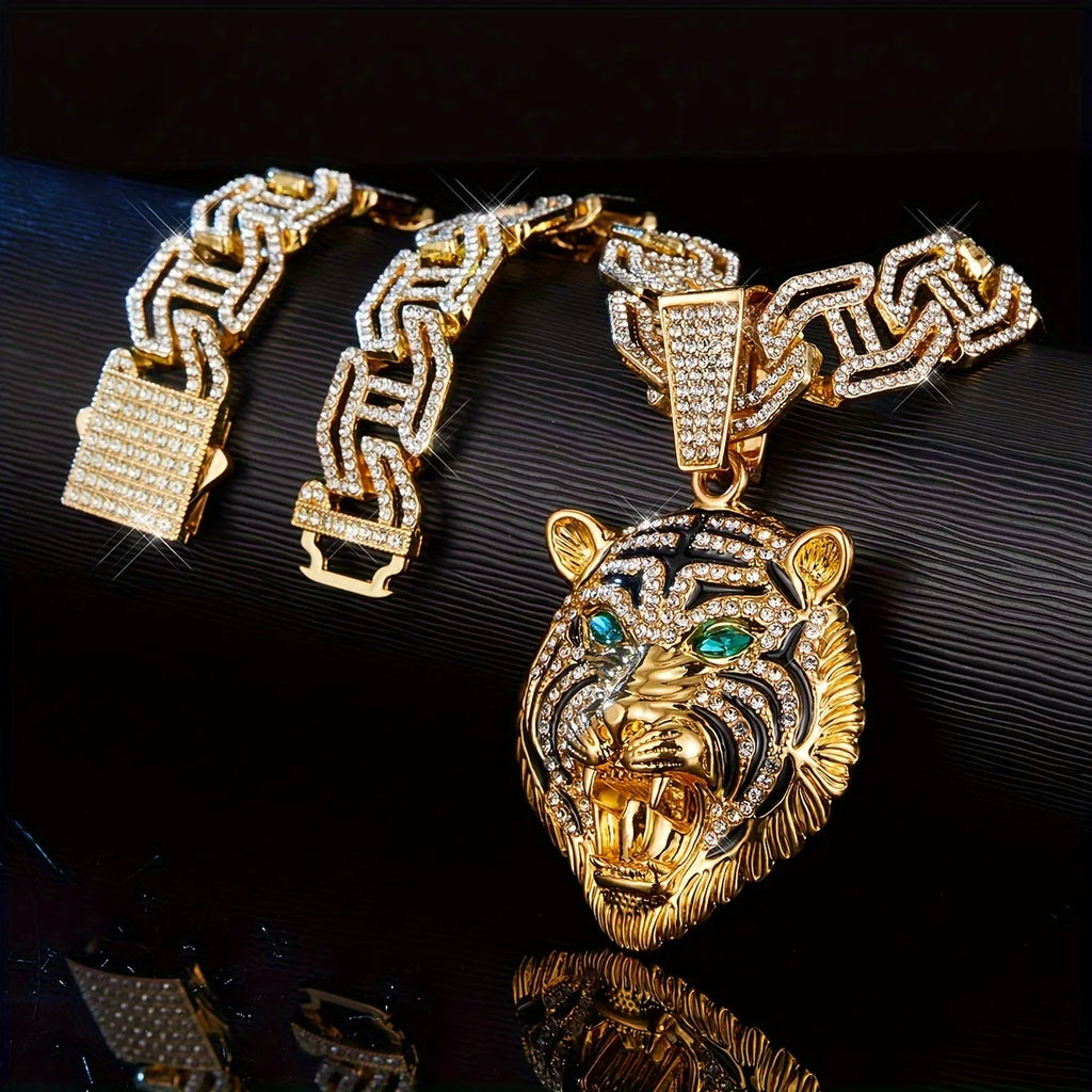 Hip Hop Animal Roaring Lion Head Pendant Necklace For  Women Necklaces Man Fashion Jewelry Accessories