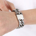 Matte Brushed Stainless Steel Men's Bracelets Black Gold Color 18MM Wide Cuban Link Chain Bracelet for Men Engraved