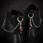 2Pcs Gothic Red Rose Sword Boots Chain Silver Metal Removable Shoe Chain Punk Boots Decorative Accessories Decoration