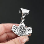 Compass Thor Hammer Steel Pendant Vintage Nordic