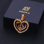 Iced Out Heart Photo Pendant Necklace