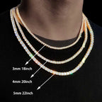Tennis Chain Necklace Stainless Steel 3/4/5MM CZ