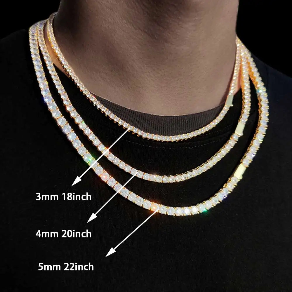 Tennis Chain Necklace Stainless Steel 3/4/5MM CZ