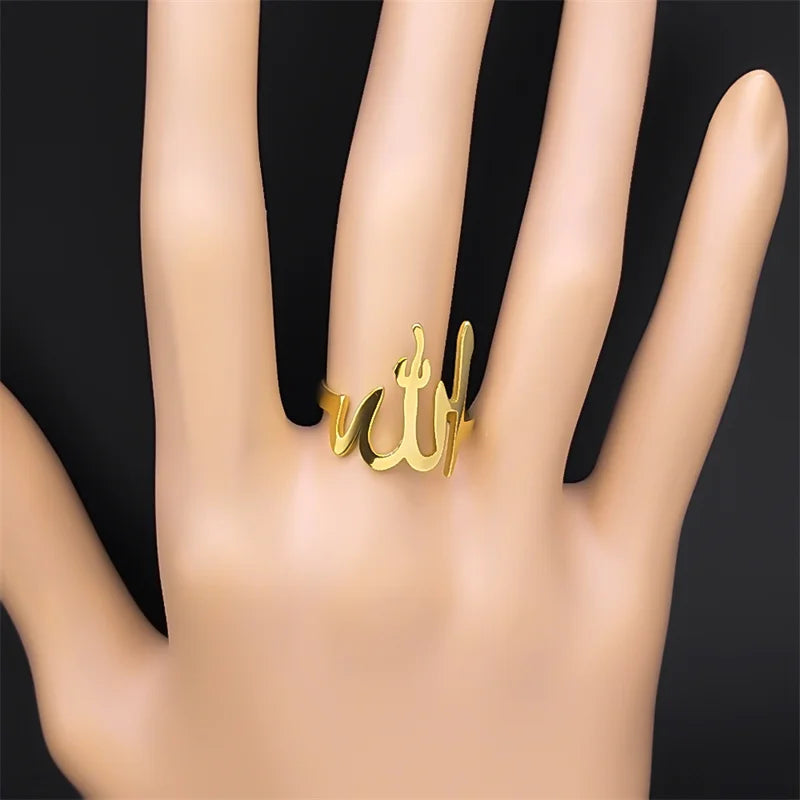Steel Ring Vintage Arab Islam Allah Prayer