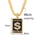 Goth Dollar Sign 'Cash Money Records' Iced out Pendant Necklace with Cuban Chain Hip Hop Jewelry for Street Style Rapper Gift