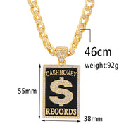 Iced Out Dollar Sign Pendant — Cuban Chain — Stainless