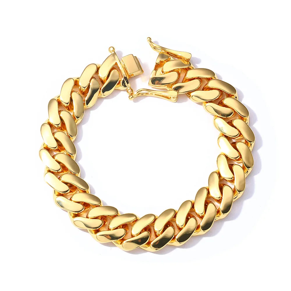 Gold Cuban Chain Necklace 12MM 18K Brass