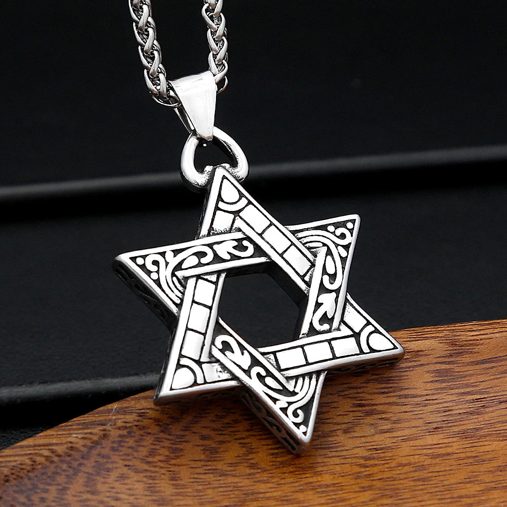 Star Steel Pendant Vintage David Punk Hexagonal